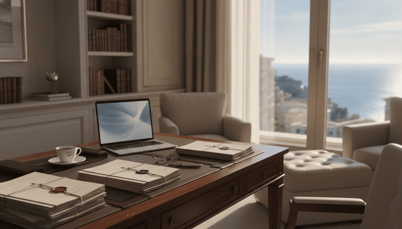 Owner reviewing paperwork to hire a housekeeper in Monaco legally