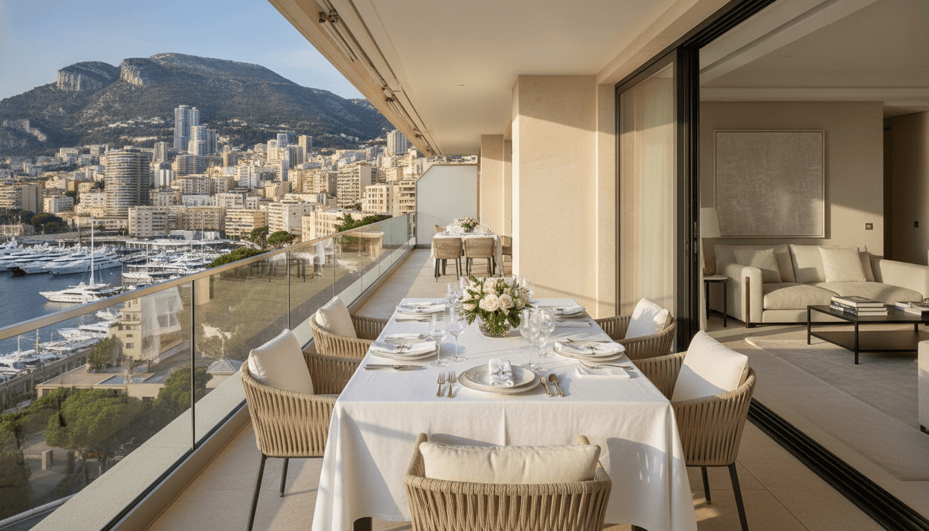 Location Grand Prix Monaco avec terrasse préparée et appartement prêt à accueillir